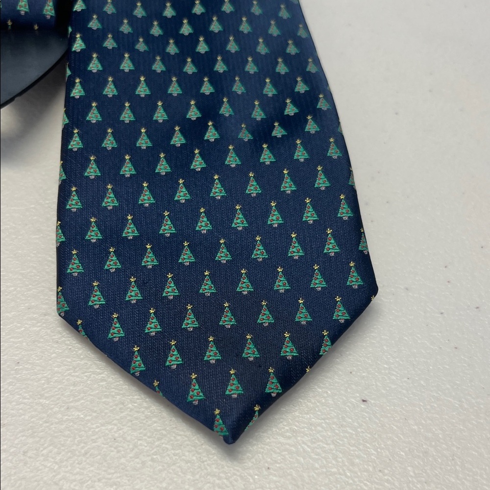 Navy Blue Christmas Tree Patterned Tie